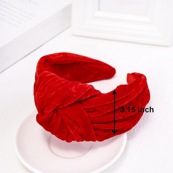 Women Velvet Knot Headband Wide Elastic Hair Hoop for Dress Up and Casual main image 4